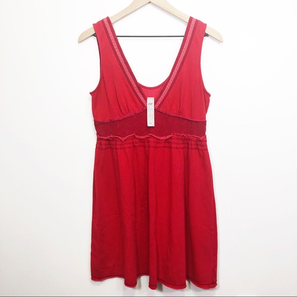 Free People Dresses & Skirts - Free People Red Sleeveless V-Neck Summer Dress